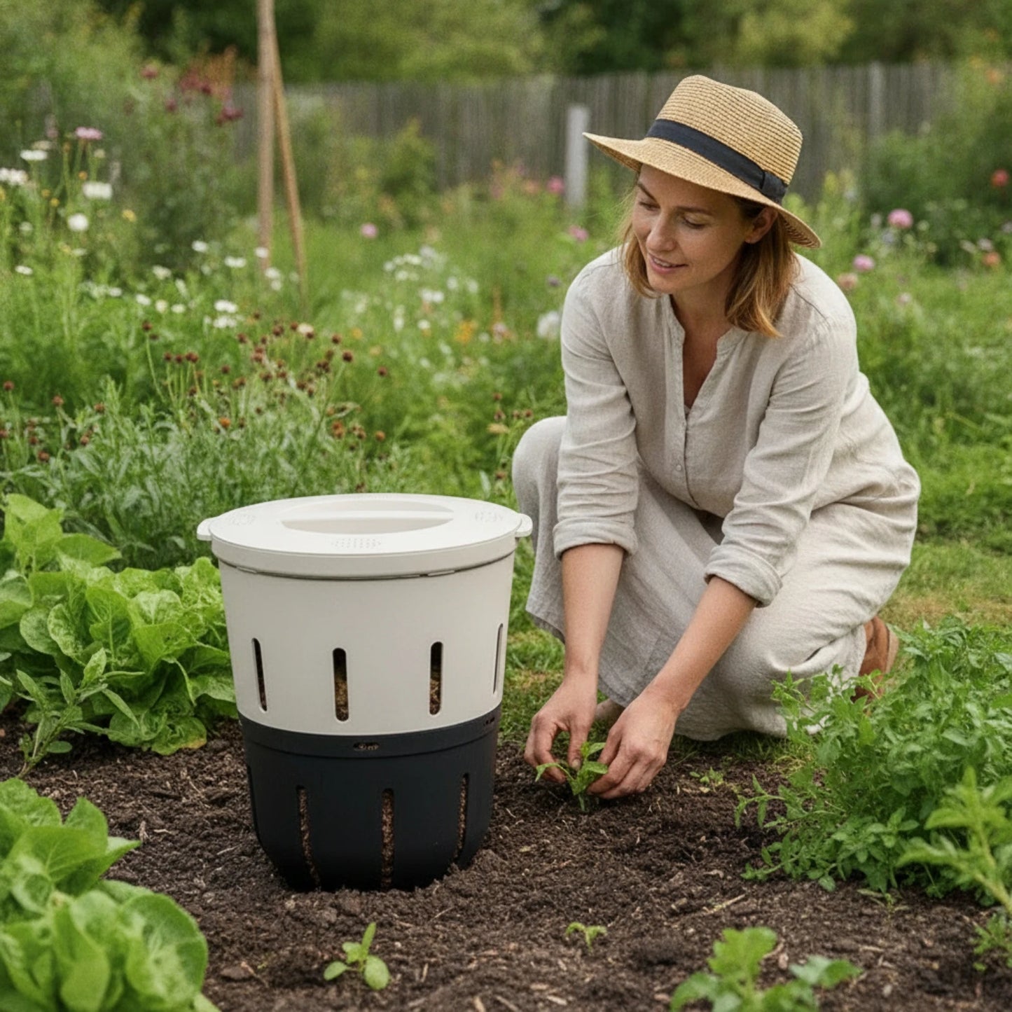 In-Ground Worm Composter Ventilated Worm Composting Bin Subterranean Compost Bin Outdoor Compact for Gardeners, Vegetable Beds