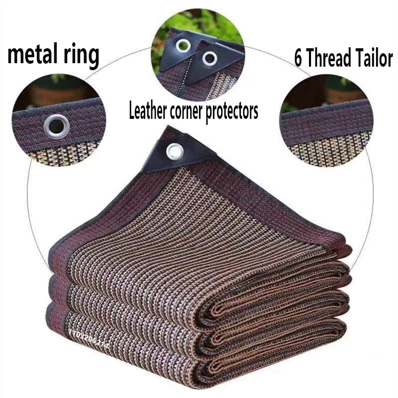 2x2mSunshade net 12 needle coffee sunshade net Home garden succulent UV protection 85-90% Sunshade net Balcony sunshade Car shed