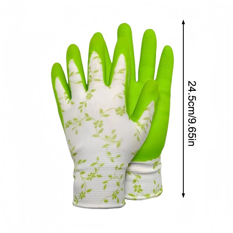 Garden Gloves Green Purple Foam Latex for DIY & Landscaping