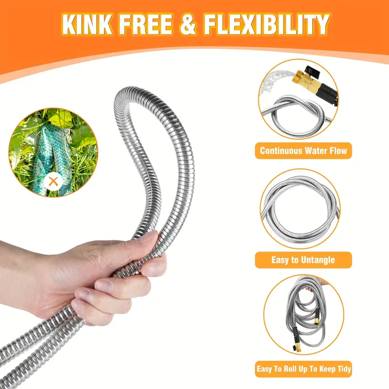 Garden Hose - Stainless Steel 100FT/50FT Kink-Free No-Leak