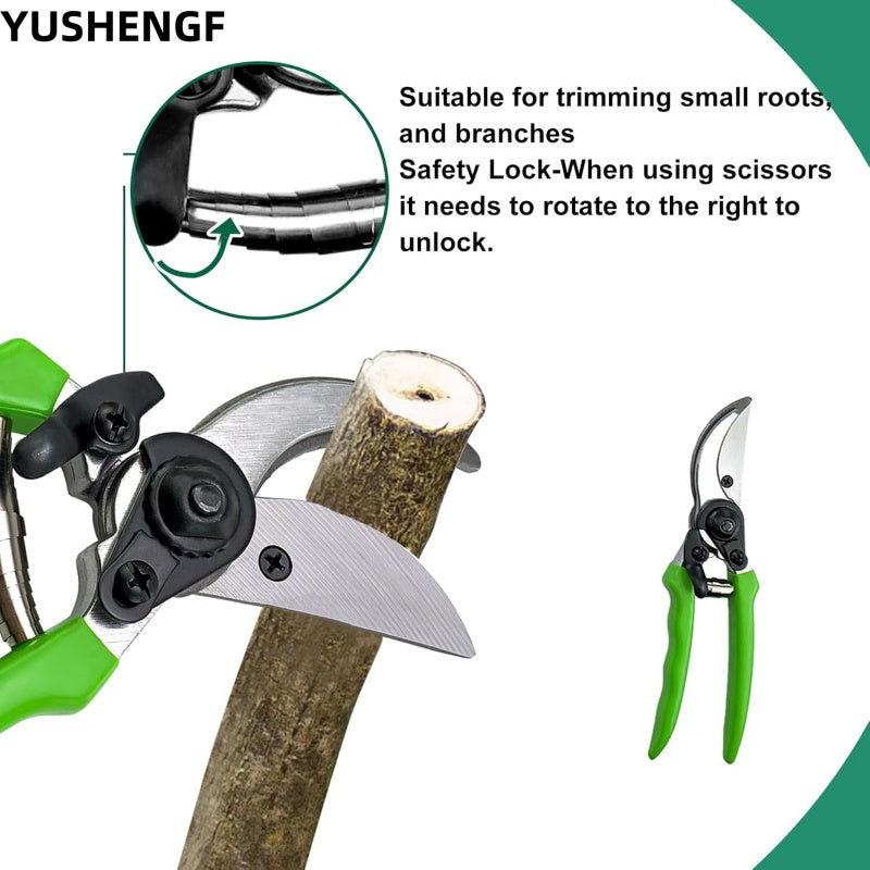 Pruning Shear: 3 Pcs Green Garden Tools Set - Lopper, Shear, Scissors