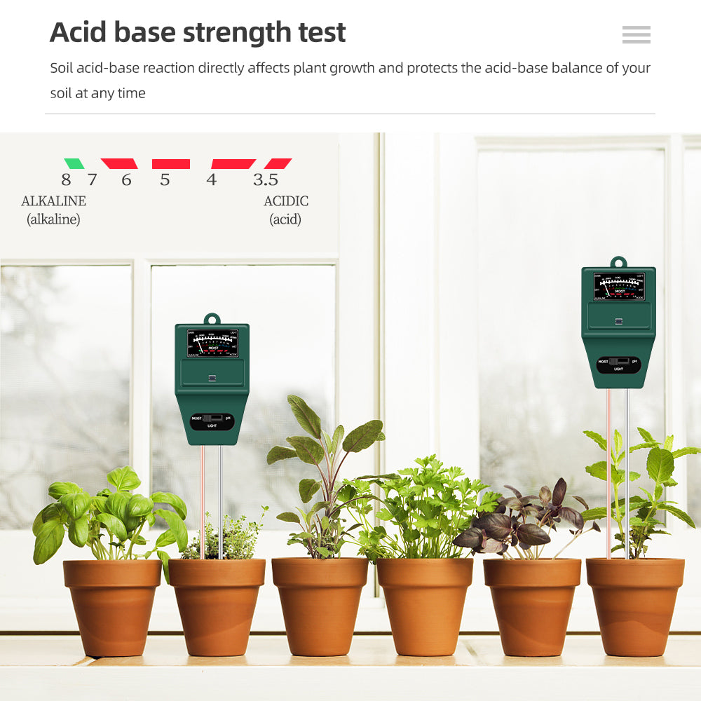 Soil PH Tester Meter 4/5 in 1: Sunlight, Moisture, Temp Tester