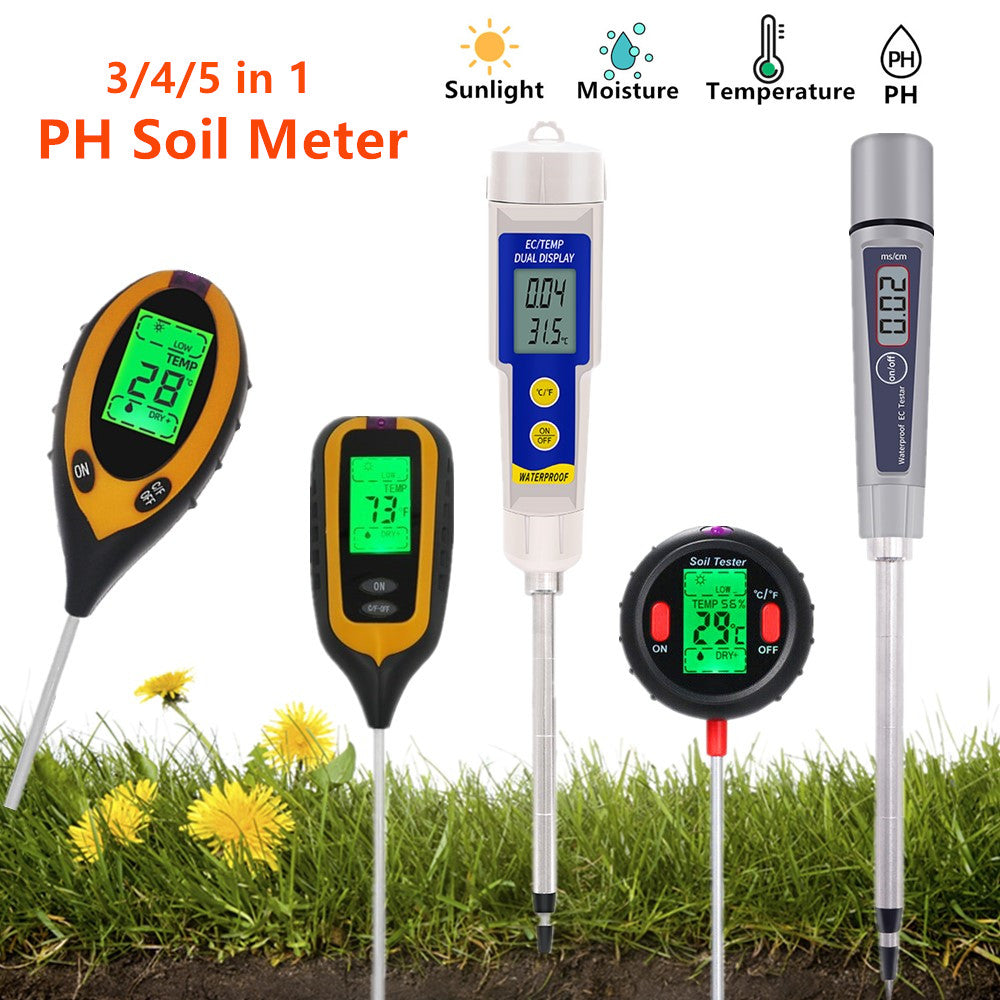 Soil PH Tester Meter 4/5 in 1: Sunlight, Moisture, Temp Tester