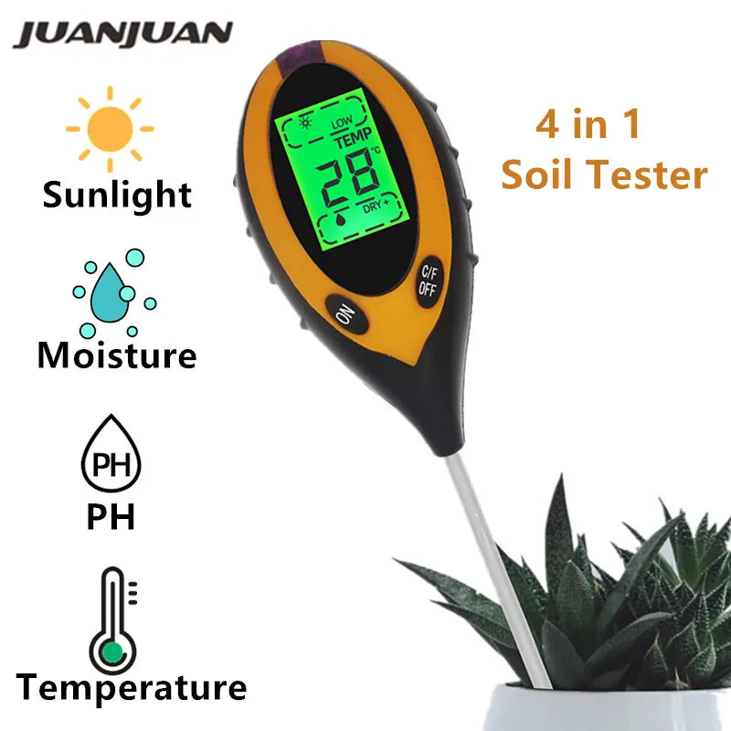Soil PH Tester Meter 4/5 in 1: Sunlight, Moisture, Temp Tester