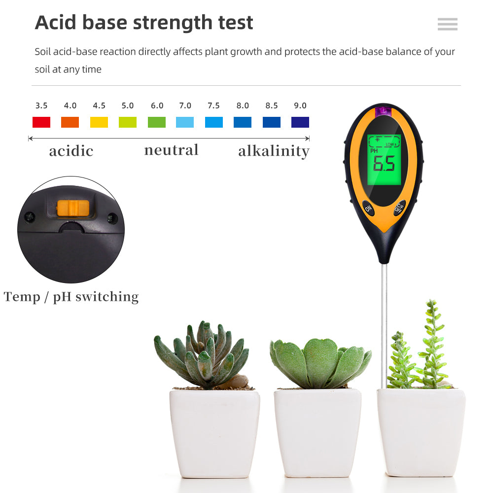 Soil PH Tester Meter 4/5 in 1: Sunlight, Moisture, Temp Tester