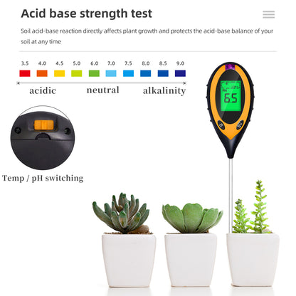Soil PH Tester Meter 4/5 in 1: Sunlight, Moisture, Temp Tester