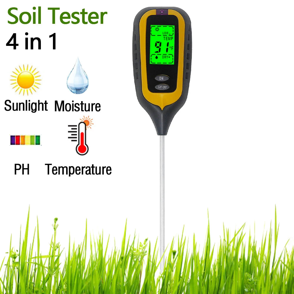 Soil PH Tester Meter 4/5 in 1: Sunlight, Moisture, Temp Tester