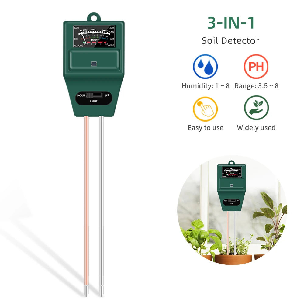 Soil PH Tester Meter 4/5 in 1: Sunlight, Moisture, Temp Tester