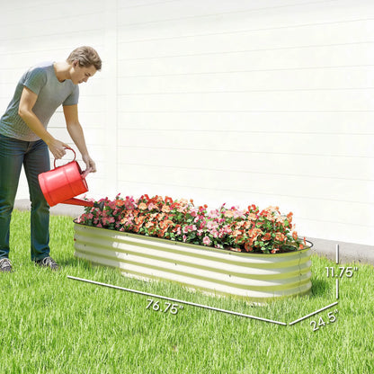 Galvanized Raised Garden Bed Planter Box, 6.4' x 2' x 1', Cream