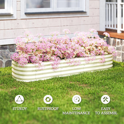 Galvanized Raised Garden Bed Planter Box, 6.4' x 2' x 1', Cream