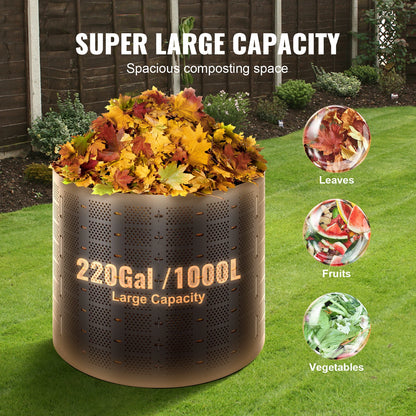 SucceBuy Compost Bin 220Gal Outdoor Expandable Compost Easy to Setup & Large Capacity Composting Bin Fast Creation Fertile Soil