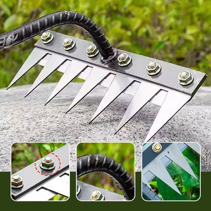 Iron Garden Hoe Rake - 5/6/7/8 Teeth Weeding Tool