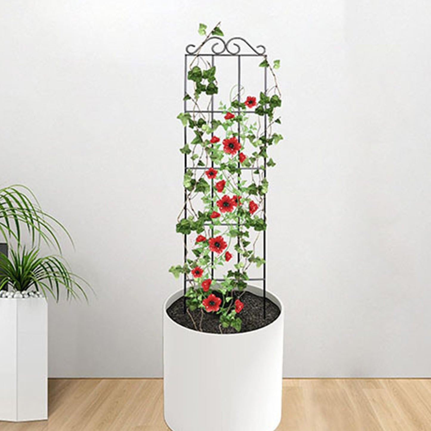 Metal Trellis for Vines - Black Iron Garden Plant Support