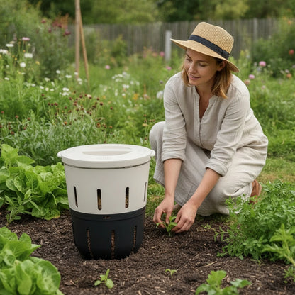In-Ground Worm Composter Ventilated Worm Composting Bin Subterranean Compost Bin Outdoor Compact for Gardeners, Vegetable Beds