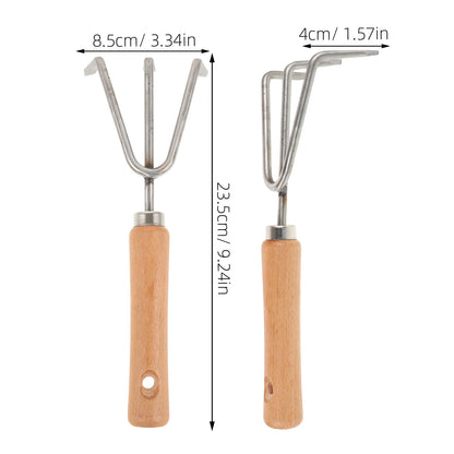 Garden Hand Rake: Wooden Handle, Multi-Functional Tool