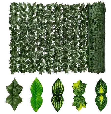 Rail Planter Faux Ivy Leaf Privacy Screen - Garden & Balcony Decor