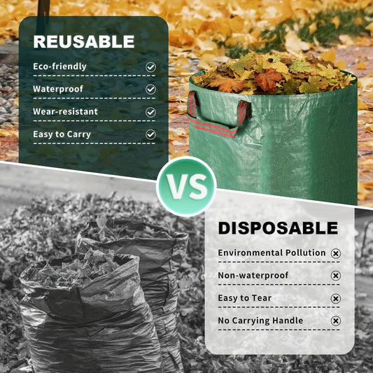 Lawn Bags: Leaf Collection Bag with Lid & Strap - Reusable Yard Essential