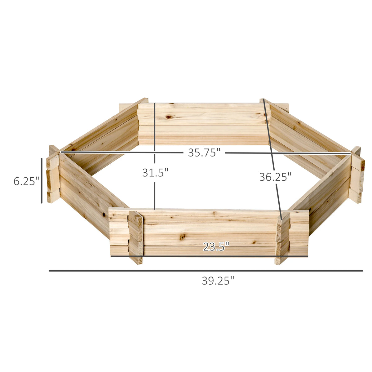 Garden Bed, Wooden 36" Hexagon Planter, No Tools Needed, Screwless Easy Assembly