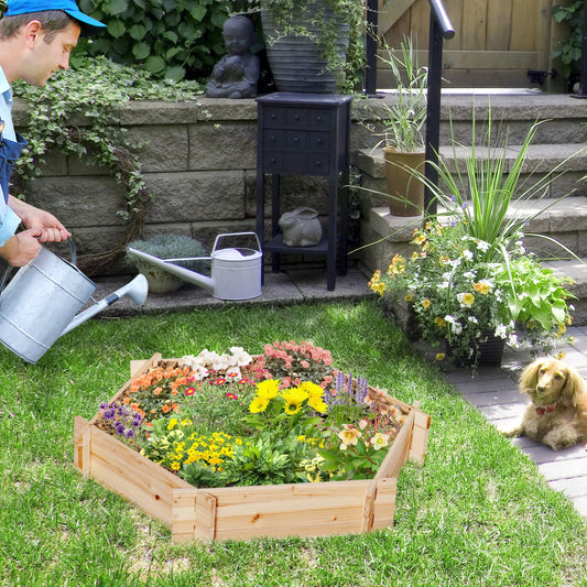 Garden Bed, Wooden 36" Hexagon Planter, No Tools Needed, Screwless Easy Assembly