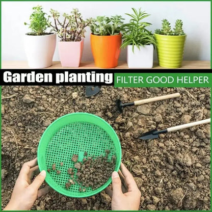 Plastic Soil Sieve Wear Resistant Filter Mesh Efficient Rock Waste Sifting Tool for Balcony Potted Plant Gardening