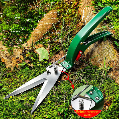 Stainless Steel Grass Shears Labor Saving Spring Handheld Lawn Cutter for Backyard Gardening Hedge Trimming Yard Weeding