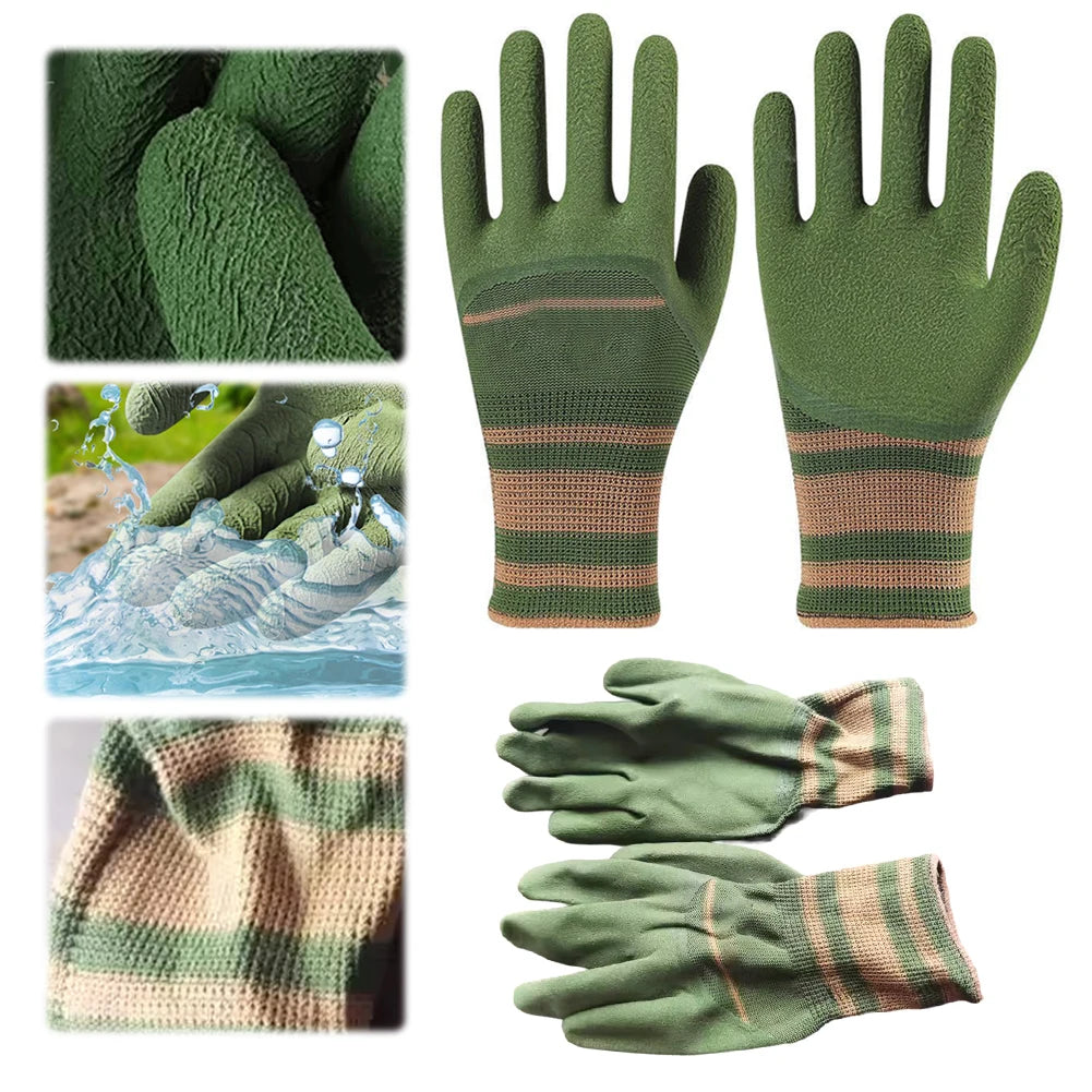 Garden Work Glove Nylon Spandex Fluorescent Green Nitrile Micro Foam Flower Garden Safety Labor Gloves for Gardening Planting