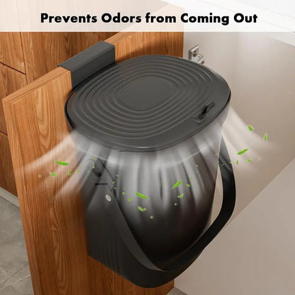Collapsible 2-Gallon Kitchen Compost Bin, Mountable Under Sink, Hanging Trash Can with Lid for Home, Office, Camping Use
