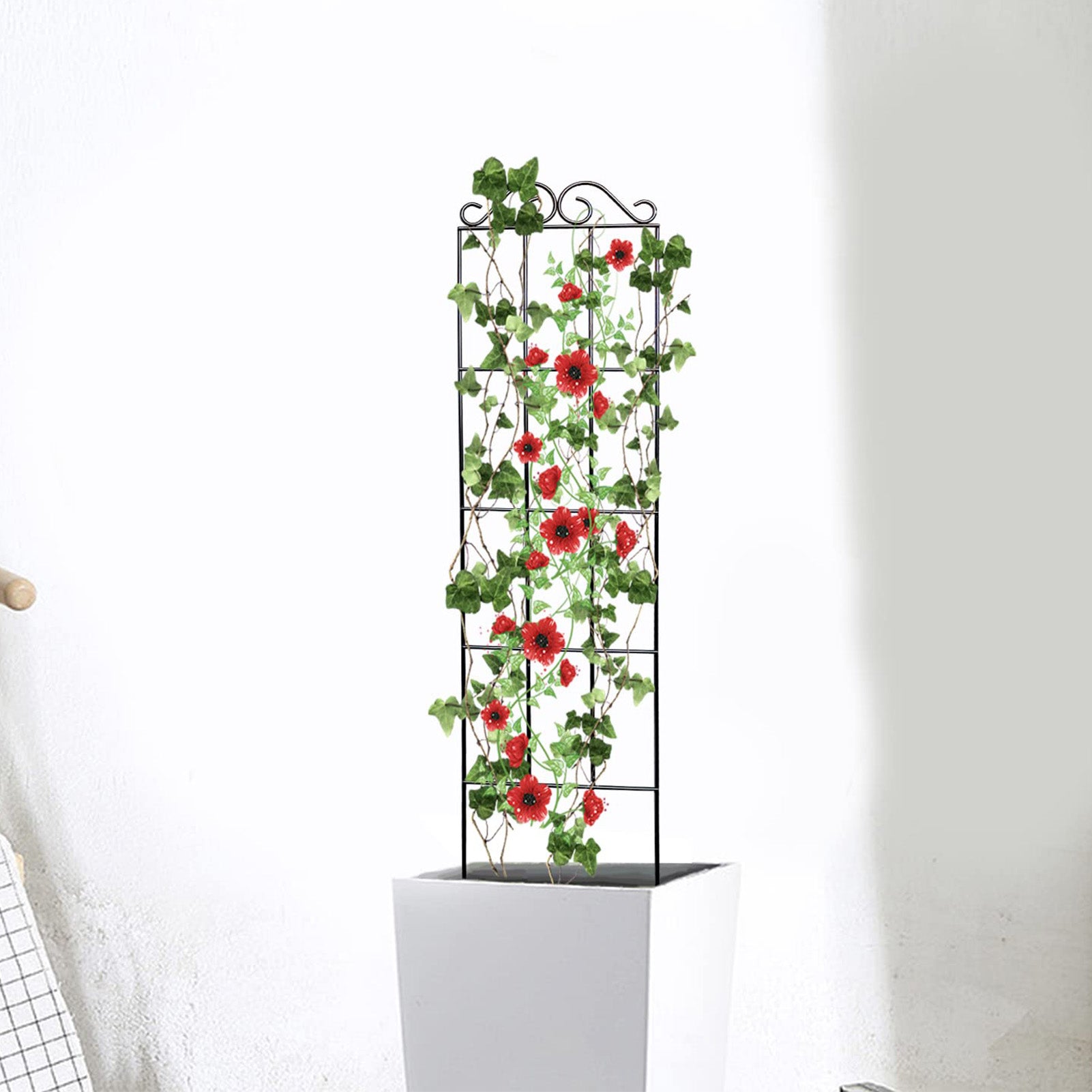 Metal Trellis for Vines - Black Iron Garden Plant Support