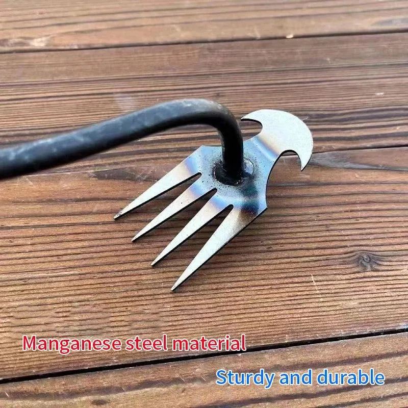 Steel Weed Puller: 4-Teeth Dual Weeder Tool