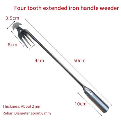 Steel Weed Puller: 4-Teeth Dual Weeder Tool
