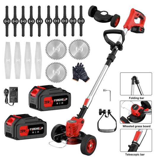 Cordless Electric Lawn Mower & Trimmer - 3 Blades, High-Capacity