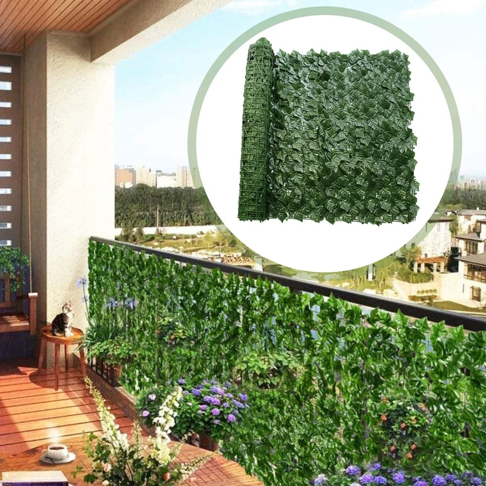 Rail Planter Faux Ivy Leaf Privacy Screen - Garden & Balcony Decor