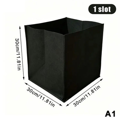 1/2/4/6/8 Holes Black Grow Bag Fabric Raised Garden Bed, Flowers And Vegetables Garden Grow Bags Rectangle Planting Nursery