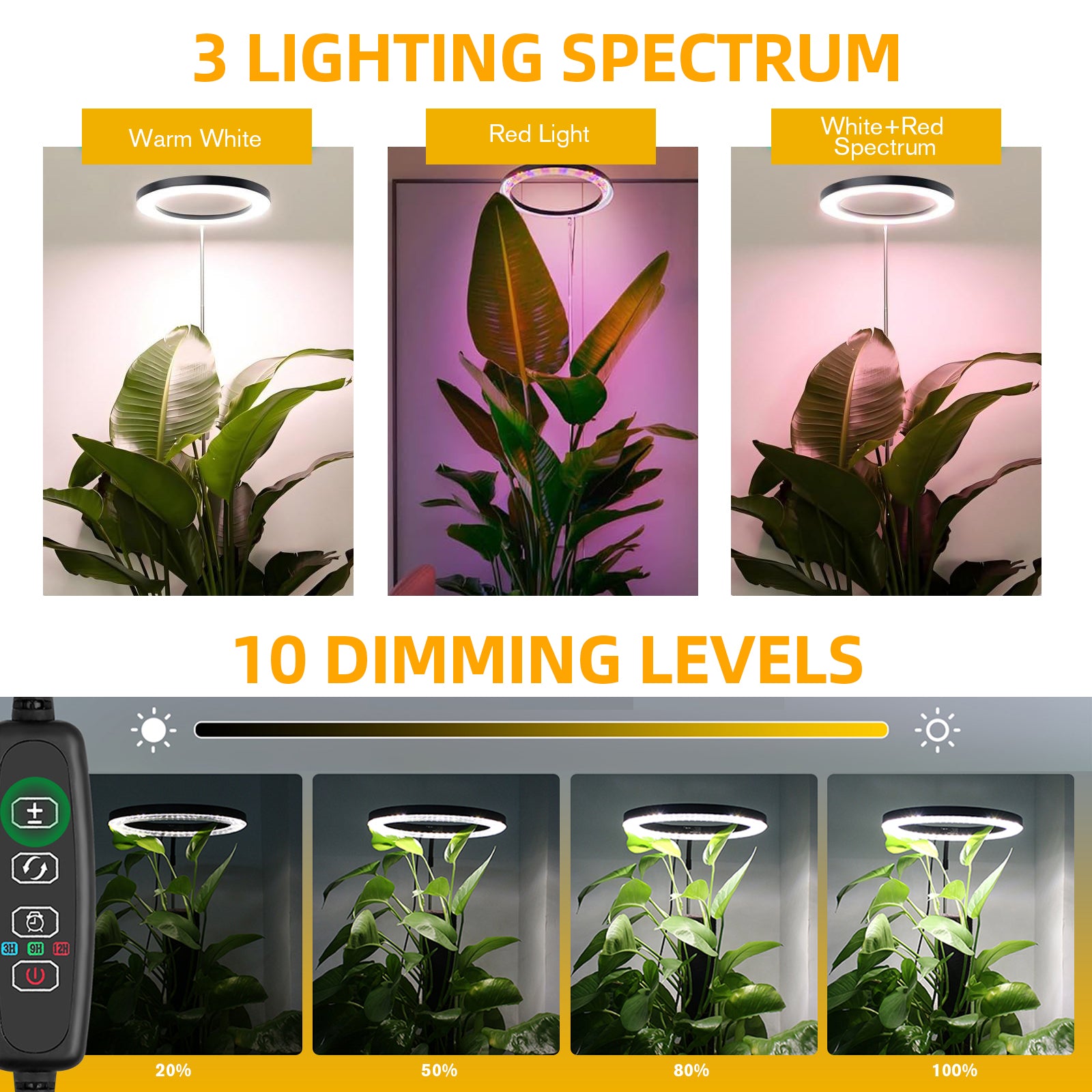 Grow Lights: LED Grow Light Full Spectrum for Indoor Plants, Timer, Adjustable