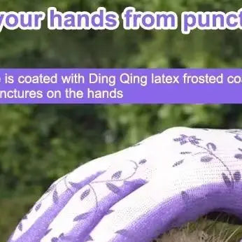 Garden Gloves Green Purple Foam Latex for DIY & Landscaping