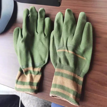 Garden Work Glove Nylon Spandex Fluorescent Green Nitrile Micro Foam Flower Garden Safety Labor Gloves for Gardening Planting