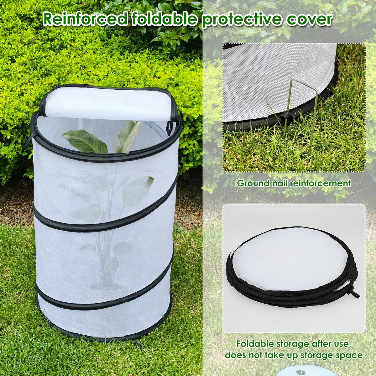 Pop Up Garden Mesh Plant Cover Breathable Plant Frost Cover with Zipper Folding Plant Winter Protector Gardening Accessories