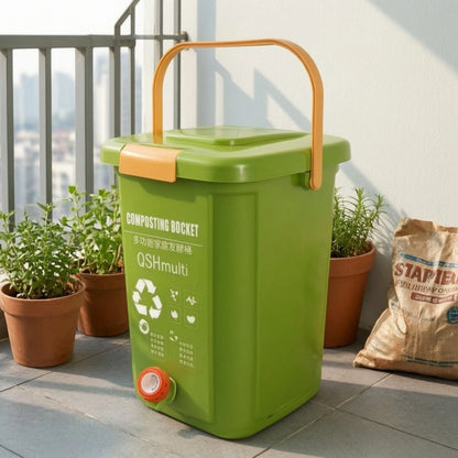 Compost Bin with Lid and Spigot Easy-to-Use Compost Container with Tap Bokashi Fermenter with Spigot Odor-Control for Gardeners