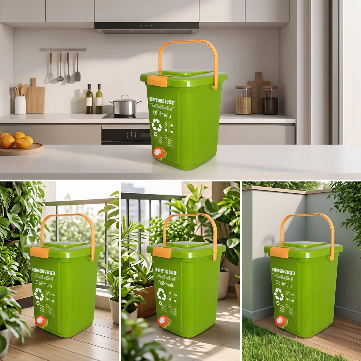 Compost Bin with Lid and Spigot Easy-to-Use Compost Container with Tap Bokashi Fermenter with Spigot Odor-Control for Gardeners