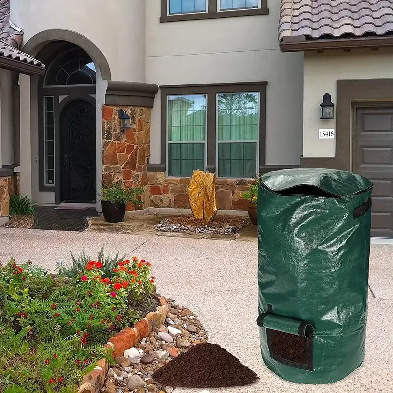 1 Bag Outdoor Compost Box, Reusable Garbage Bag, Self-Made Nutrient Soil Compost Bag, Kitchen Waste Collection Bag, Two-Way Zipp