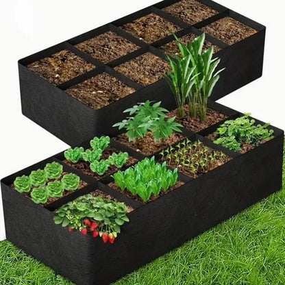 1/2/4/6/8 Holes Black Grow Bag Fabric Raised Garden Bed, Flowers And Vegetables Garden Grow Bags Rectangle Planting Nursery
