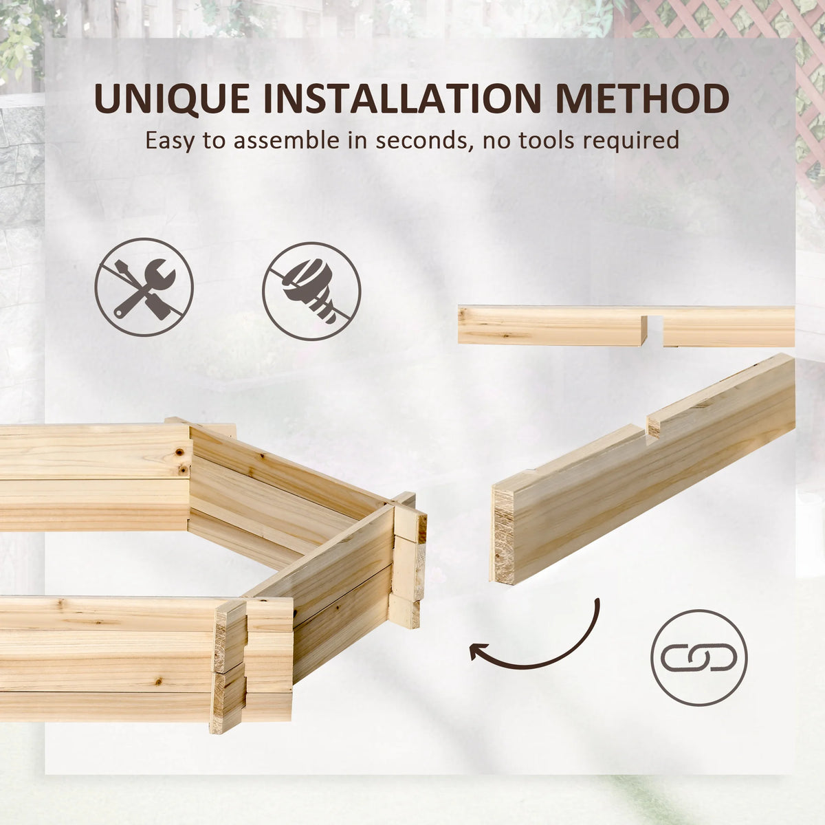 Garden Bed, Wooden 36" Hexagon Planter, No Tools Needed, Screwless Easy Assembly