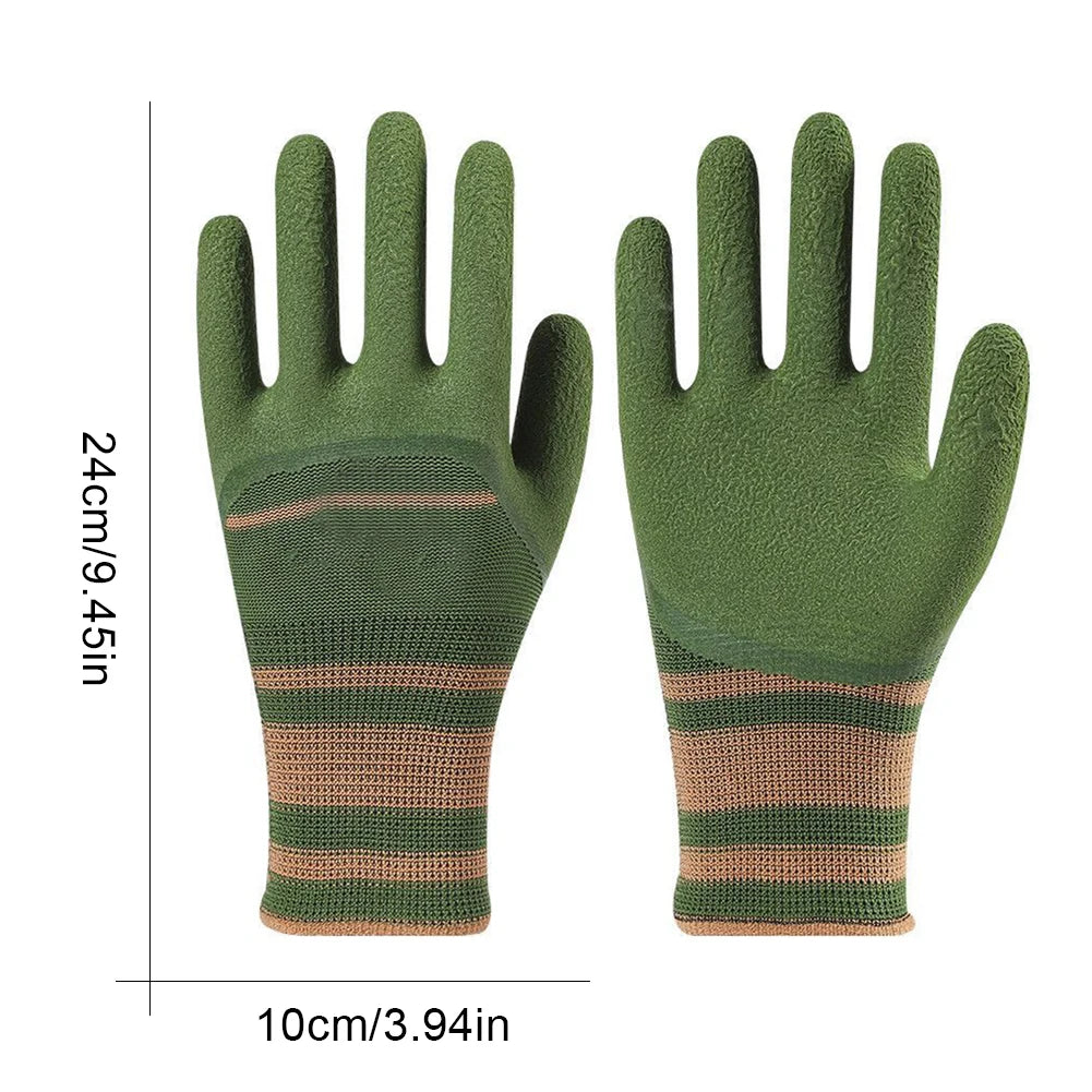 Garden Work Glove Nylon Spandex Fluorescent Green Nitrile Micro Foam Flower Garden Safety Labor Gloves for Gardening Planting