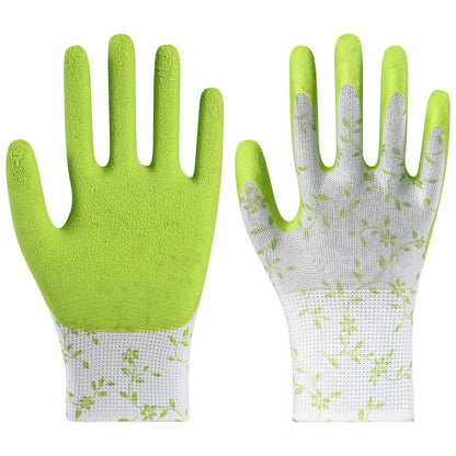 Garden Gloves Green Purple Foam Latex for DIY & Landscaping