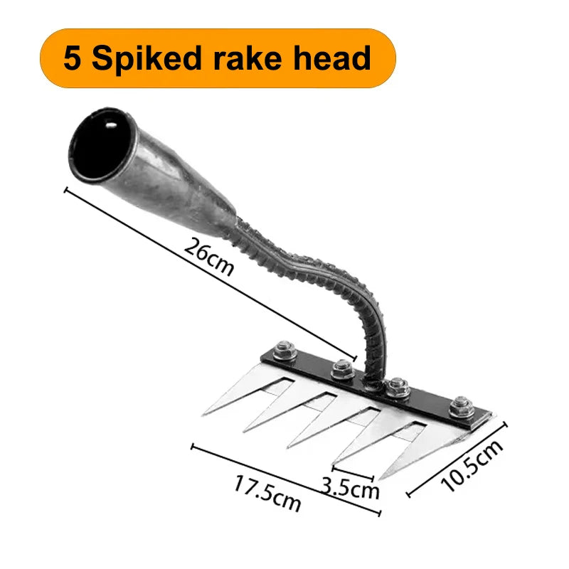 Iron Garden Hoe Rake - 5/6/7/8 Teeth Weeding Tool
