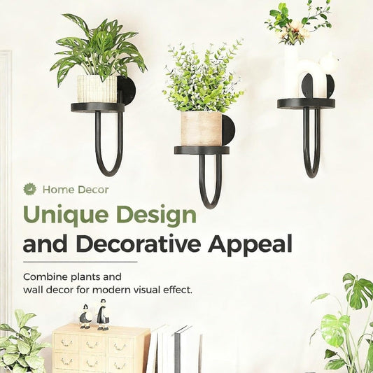 Sturdy Iron Wall Mounted Plant Holder Space Saving Bonsai Hanging Hanging Plant Stand Wall Art Black Storage Shelf Balcony