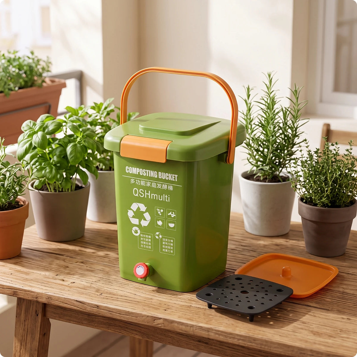 Compost Bin with Lid and Spigot Easy-to-Use Compost Container with Tap Bokashi Fermenter with Spigot Odor-Control for Gardeners