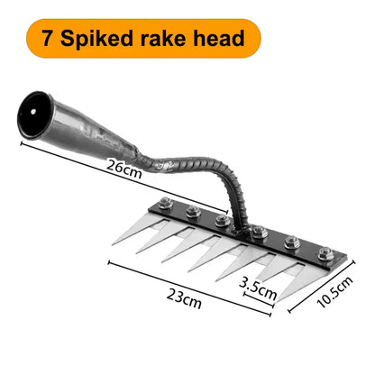Iron Garden Hoe Rake - 5/6/7/8 Teeth Weeding Tool