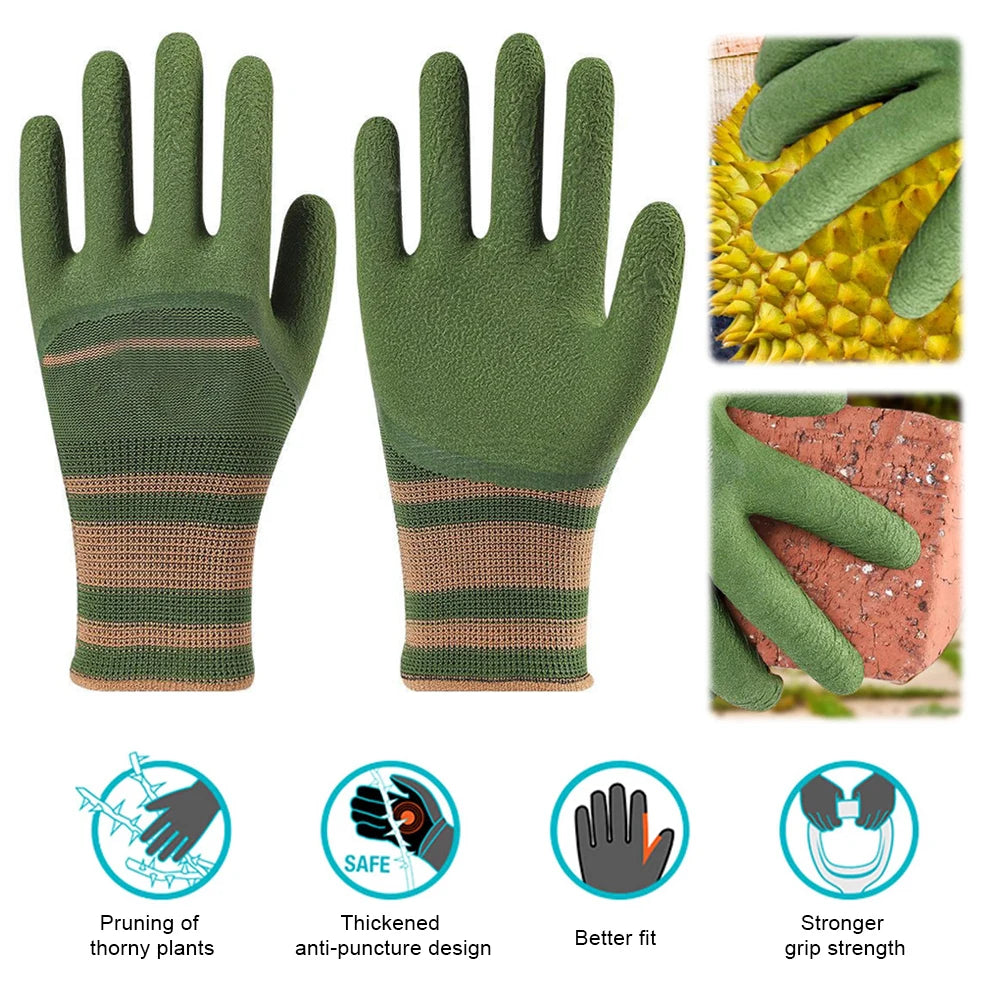 Garden Work Glove Nylon Spandex Fluorescent Green Nitrile Micro Foam Flower Garden Safety Labor Gloves for Gardening Planting