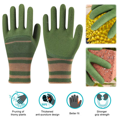 Garden Work Glove Nylon Spandex Fluorescent Green Nitrile Micro Foam Flower Garden Safety Labor Gloves for Gardening Planting
